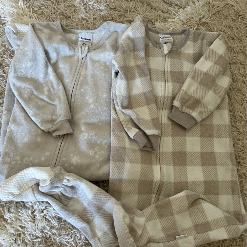 Gerber Sleep Sacks in Gray and Cream Soft Pajamas